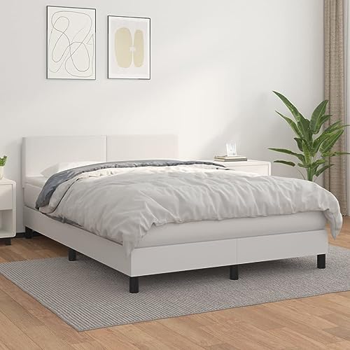 OHOOWOO Boxspringbett mit Matratze Weiß 140x200 cm Kunstleder,Hochwertiges Boxspringbett aus Kunstleder mit einstellbarem Kopfteil und Taschenfederkernmatratze für erholsamen Schlaf und mehr Platz OHOOWOO Boxspringbett mit Matratze Weiß 140x200 cm Kunstleder,Hochwertiges Boxspringbett aus Kunstleder mit einstellbarem Kopfteil und Taschenfederkernmatratze für erholsamen Schlaf und mehr Platz