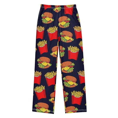 Fast Foods Boys Pants Boys Athletic Pants Long Pant for Boywith Pockets Wide-Leg Size 6-14Y