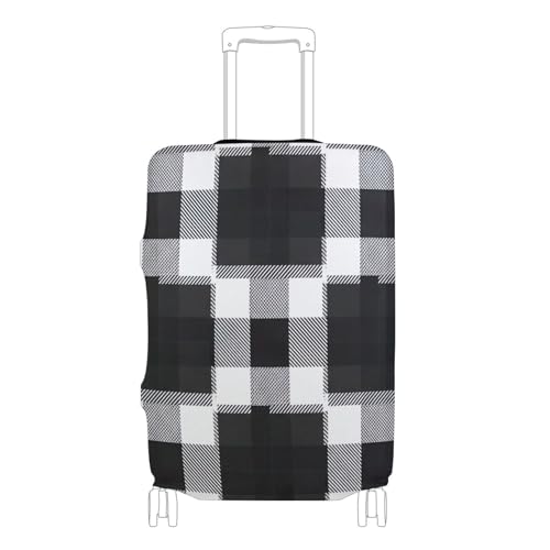 Joisal Black White Checkered Plaid Stripes Suitcase Cover Cute Luggage Protector Protection Special Travel Gifts Luggage Sleeve, S, Fits 18-20 Inch Case