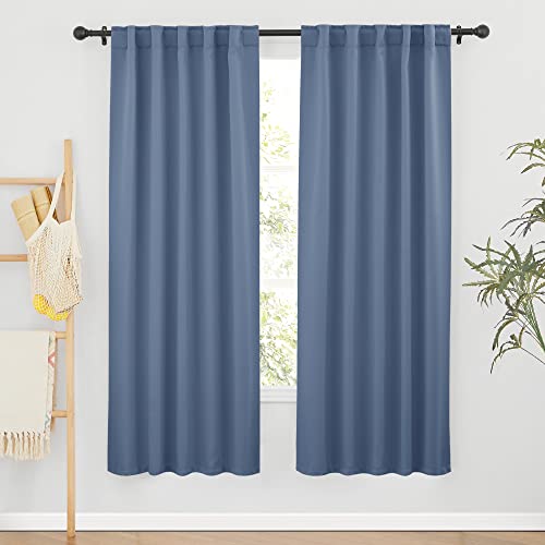 Image of RYB HOME Room Darkening Curtains for Bedroom, Thermal Insulated Back Tab Window Treatment Blackout Privacy Shades for Stuido Living Room Kitchen, Stone Blue, W42 x L72 inch, 2 Panels
