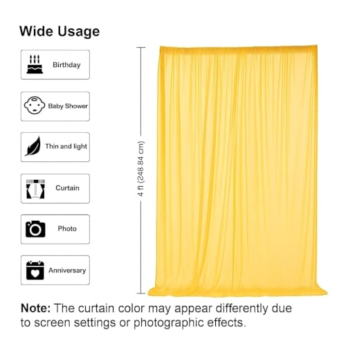 Image of Party Propz Yellow Net Backdrop for Decorations - 2 Pcs Haldi Decoration Items for Home Decor, Backdrop Cloth for Decoration Pooja, Background Decorations Cloth (Net)