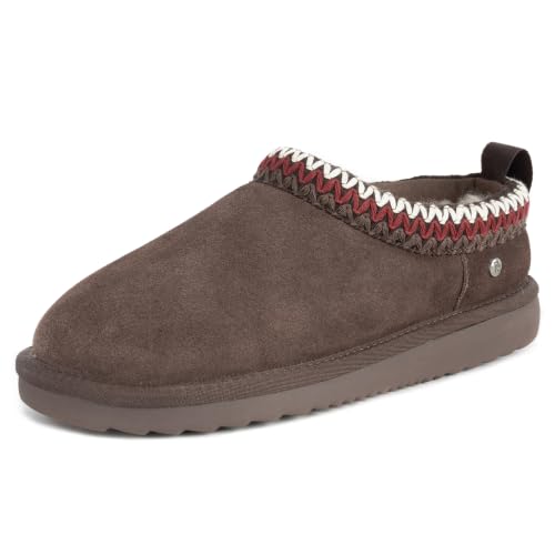 Image of Women's Genuine Shearling Slippers Suede Warm Indoor Outdoor Shoes Rubber Sole