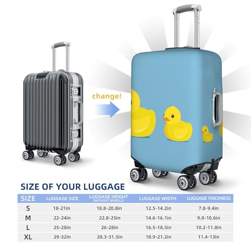 Cute Ducky Print Luggage Cover For Suitcase,Washable Elastic Travel Suitcase Protector With Zipper Closure And Bottom Buckle – Fits 18-32" Luggage-X-Large4