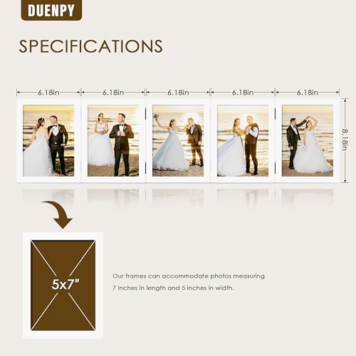 Image of DUENPY 5 Folding 5x7 Accordion Wood Frame Plexiglass White | Constructed With Engineered Wood And Plexiglass, Elegant Ornament For Desktop Photo Display