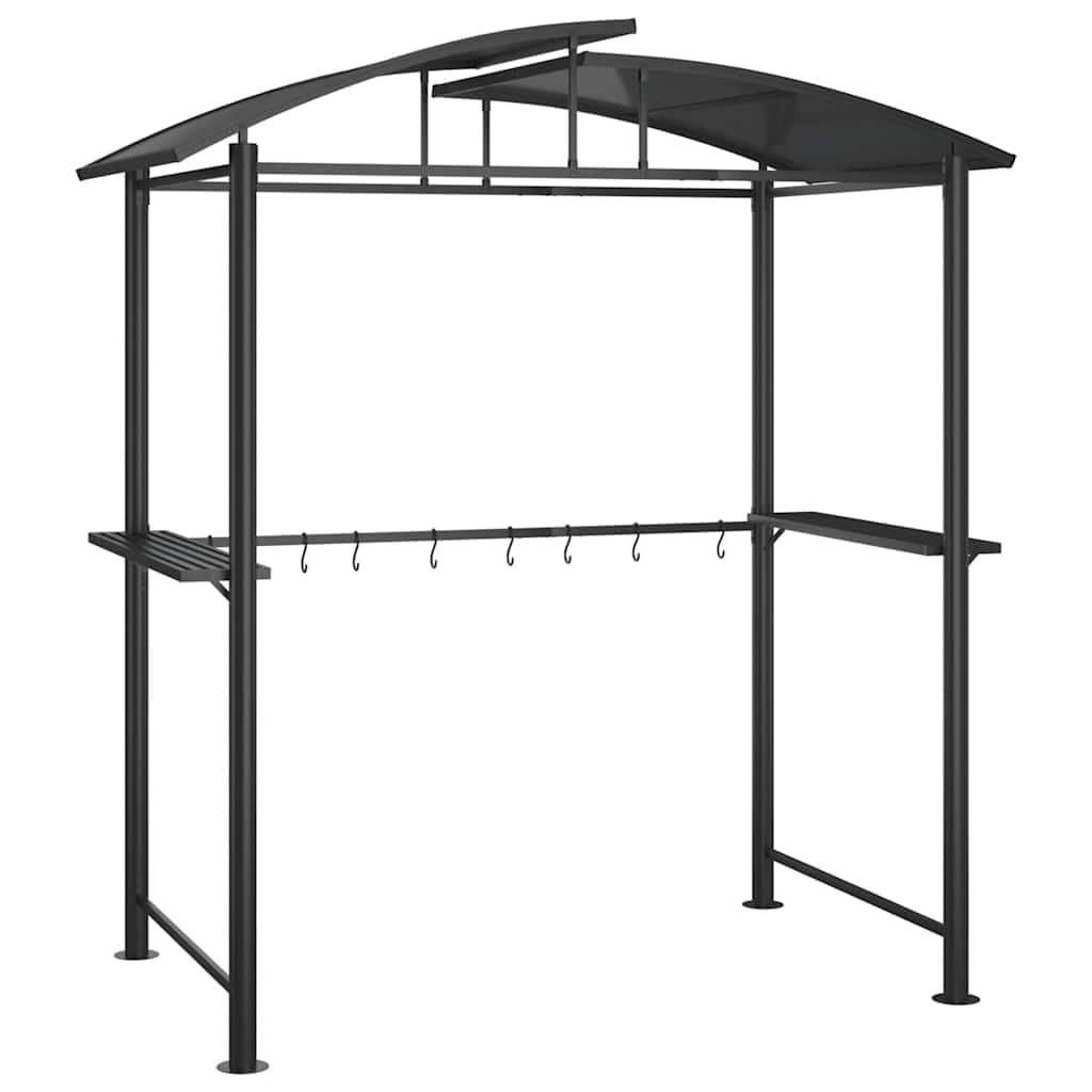 vidaXL Gazebo BBQ et étagères latérales Anthracite 210x114x230cm Acier, abri pour Barbecue, auvent pour Barbecue, pergola pour Barbecue