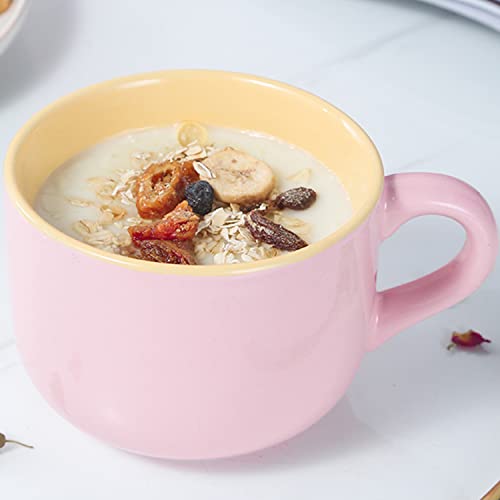 Arawat Taza Grande De Cerámica Con Cuchara y Posavasos - Tazón De Cereales y Taza De Café/Té XXL 600ml - Regalo De Cumpleaños