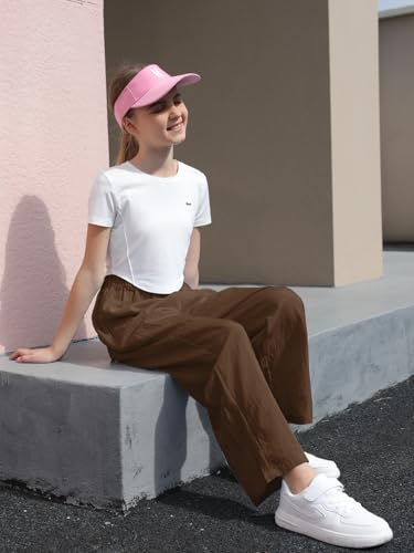 Image of SANGTREE Girls & Woman Wide Leg Pants Lightweight Casual Elastic High Waist Straight Leg Loose Trousers,4 Years - Woman 2XL