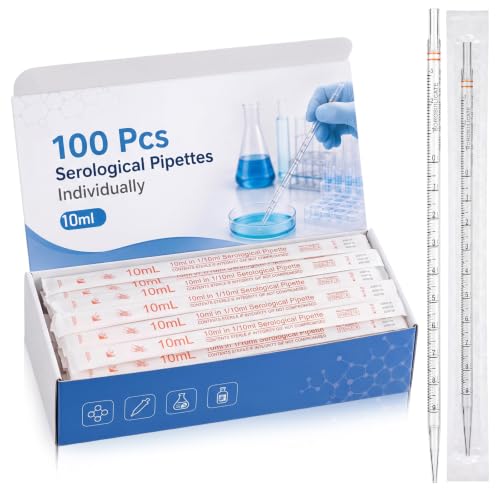 TrelaCo 100 Pcs Serological Pipettes Individually Wrapped Bulk, 10 ml