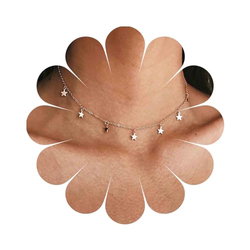 Inilbran Boho Estrella Collar Gargantilla Collar De Estrellas De Oro Gargantilla Vintage Estrella Colgante Collar Minimalista Diminuta Cadena De Estrellas Joyas Para Mujeres Y Niñas