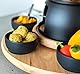 Mäser 931229 Fondue-Set 23-teilig, Edelstahl Fonduetopf inklusive Spritzschutz, Rechaud, Drehkarussell aus Holz, Fonduegabeln, Schälchen, Grau/Schwarz