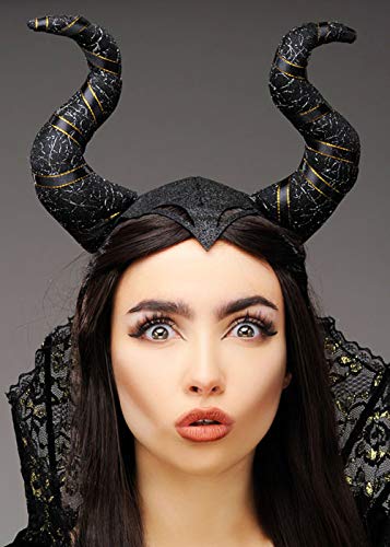 Struts Maleficent Style Black Glitter Horns on Headband