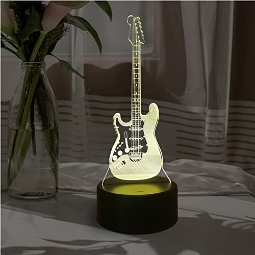 Colyya Bass forma noche luz instrumento musical clásico fanáticos de la música recuerdo guitarra eléctrica 3D luz LED ilusión lámpara Acrílico figura bombilla pantalla de escritorio Cover