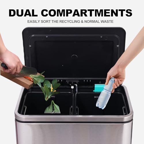 Caneca de basura doble para cocina 2 x 15L acero inoxidable miniatura 3