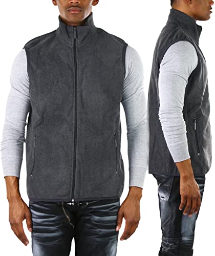 Image of ToBeInStyle Men's Zip Up Sleeveless High Collar Polar Fleece Vest