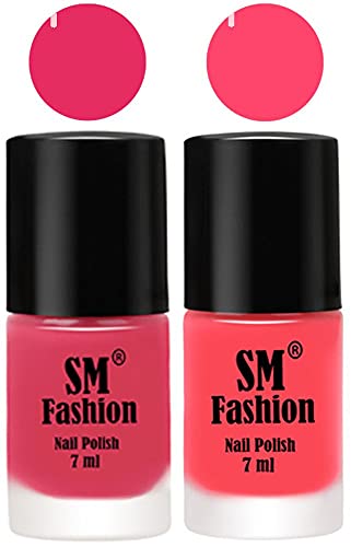 Image of Long Lasting Nail Polish | Nail Paint Combo 7 ml Each) - Set of 2 Dark Rose Pink-Pink