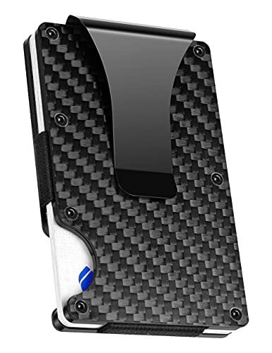 Carbon Fiber Minimalist Wallets for Men, Geelyda Slim Metal Rfid Wallets with Money Clip, Credit Card Holder Wallet, Father's Day Gift