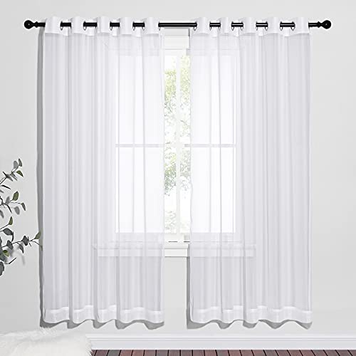 Image of NICETOWN Sheer Window Curtains for Bedroom, Grommet Airy and Breathable Soft Voile Sheer Drapes Wall Panels with Light Filtering for Flat /Apartment, Ivory, W70 x L72, 1 Pair
