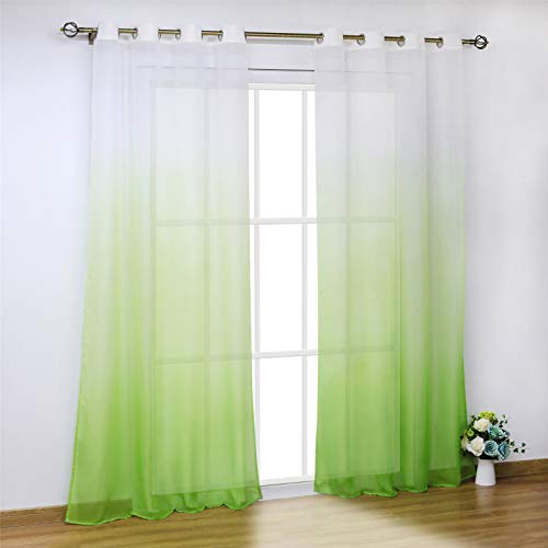 SCHOAL Gardinen mit Ösen Transparente Vorhänge Voile Fensterschal Modern Farbverlauf 1 Stück BxH 140x225cm Grün