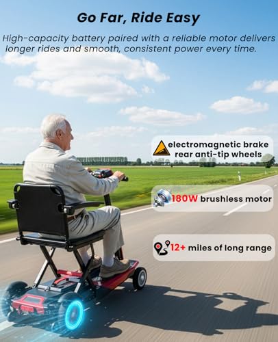 Image of Lightweight Mobility Scooters for Seniors & Adults, Removable Lithium Battery, Airport Approved, Foldable 4 Wheel Electric Mobility Scooter, No Assembly Needed, Heavy Duty 260lbs Capacity