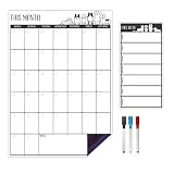 Vertical Magnetic Calendar for Refrigerator - Cute Dog Design | Set of 2 Magnetic Dry Erase Board: M
