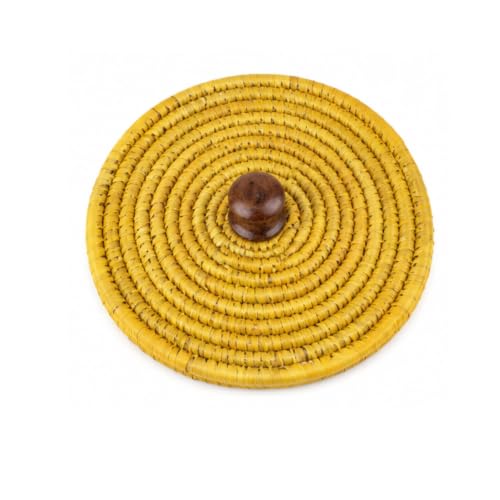Image of Handmade Sabai Grass Box for Roti /paratha /Dry Fruits |Organiser, Storage Box | Container for Serving on Dining Table| Kitchen Decor Cum Utility| Size : 21L x 21W x 8H CM (Yellow)