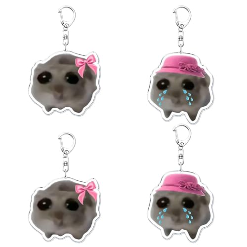 4 Stück Hamster-Schlüsselanhänger Hamster-Anhänger Dekorative Anhänger Aus Acryl Taschenanhänger Niedliche Hamster-Schnallen Auto-Anhänger Hamster-Schlüsselanhänger-Zubehör