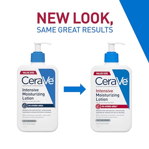 Image of CeraVe Intensive Moisturizing Lotion, Hydro-Urea + Shea Butter, Body Lotion For Dry Skin, Relieves Signs Of Extra Dry Skin, Non Greasy Hydrating Cream For Rough, Tight, Red & Itchy Skin, 16oz