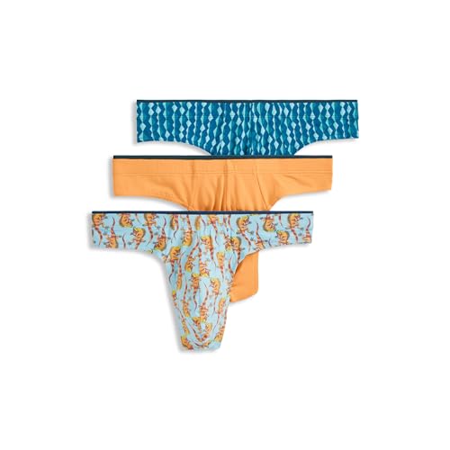 Jockey Men's Underwear True Style Thong - 3 Pack, Iguanas/Colorado Dawn/Diamond Strands, M