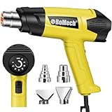 ROMECH Heat Gun, Heavy Duty Fast Heating, Variable Control 120°F~1200°F (50℃-500℃) 4 Nozzles Heat Gun for Crafting, Shrink Tubing,Vinyl Wrap(Yellow)