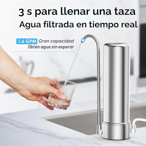 Miniatura 8 de Waterdrop Wd-Ctf-01 Filtro De Agua Para Encimera, 5 Etapas De Filtro De Acero Inoxidable, 8000 Galones Filtro De Grifo, Reduce El 99 De Cloro, Metales Pesados, Mal Sabor 1 Filtro Incluido