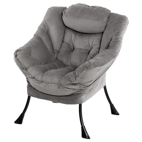 AIMEZO Relaxsessel Sessel Relaxliege Freizeitsofa Wohnzimmer Sessel Stuhl Relax Loungesessel, Dick Gepolsterte Polsterung mit Metall-Stahlrahmen, Grau