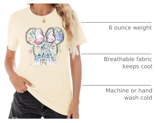 Image of Magical Shirt for Women Magic Kingdom T Shirt Family Vacation Tee Princess Castle Casual Short Sleeve Tops