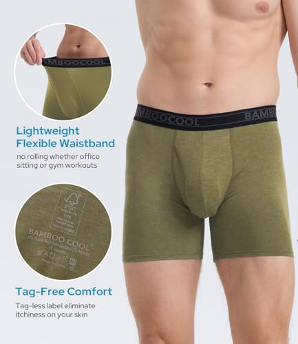 Image of BAMBOO COOL Men's Underwear Breathable Boxer Briefs with Fly Moisture-Wicking Lightweight Underwear 7-Pack