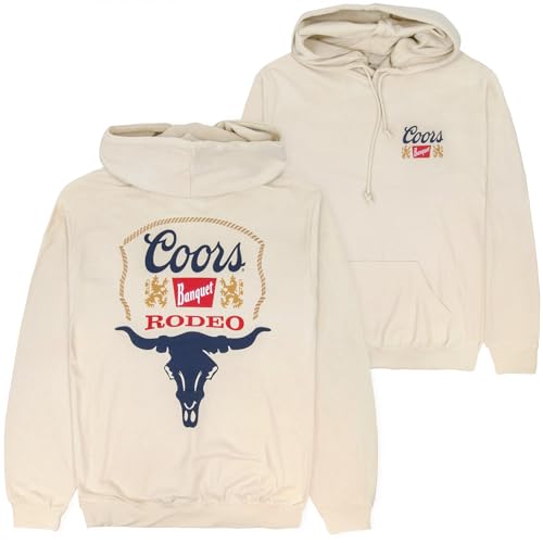 Changes Coors Banquet Rodeo Beige Front and Back Print Pullover Hoodie (US Alpha Medium Regular Regular)