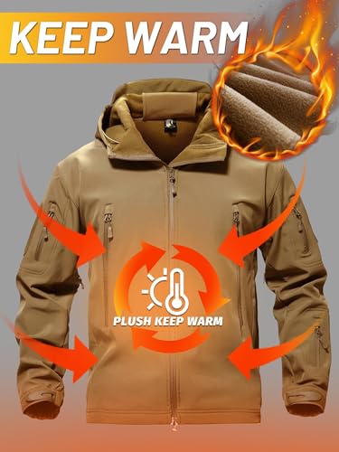 Image of TACVASEN Men's Special Ops Military Tactical Soft Shell Jacket Coat | Waterproof,windproof | Multi-pockets,adjustable hood | Ideal for rain,hiking,snow,ski
