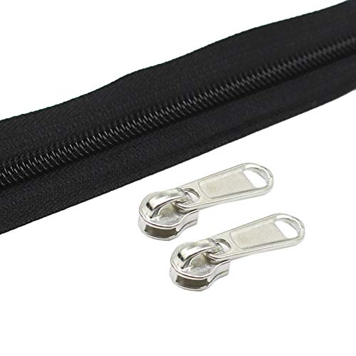 Fermeture éclair au mètre pour réparer vos sacs et coussins avec 25 curseurs noirs
