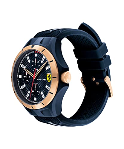 Image of Ferrari Silicone Scuderia Lap Time Analog Blue Dial Men's Watch-0830863