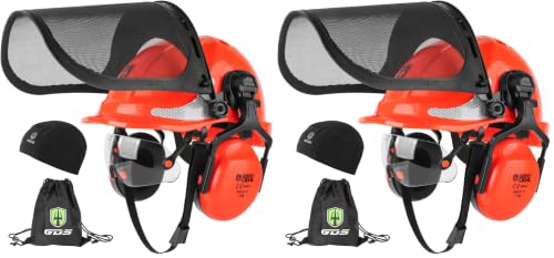 Image of Green Devil Chainsaw Safety Protective Helmet Forestry Helmet with Build-in Visor Mesh Face Shield Ear Muffs 4 in 1 Ideal for Arborist Tree Work DIY Outdoor Logging Hard hat