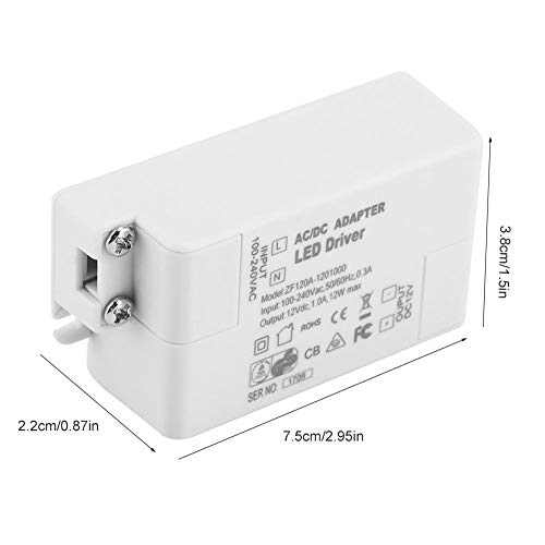 Image of LED Power Transformer Driver, AC 100-240V to DC 12V SMD Driver Power Supply 12W Constant Voltage Power Supply Compatible with Wall Dimmer, AC Dimming for 12V LED Strip Light
