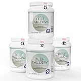 MD.Life Beef Tallow for Cooking - Pasture-Raised, Grass-Fed Beef Tallow for Cooking Oil Replacement - 8 Lbs (4 Pack) - Keto-Friendly Food Grade Oil Alternative for Frying, Baking, Candles & Soap