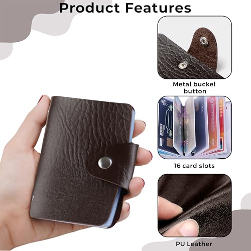 Image of Kraptick Pocket Cards Holder - Compact Lightweight Wallet for Credit and Debit Cards, Multi-Functional Card Organizer, Durable Card Carrier with 16 Slots for Easy Access & Storage (Brown) (Pack of 4)