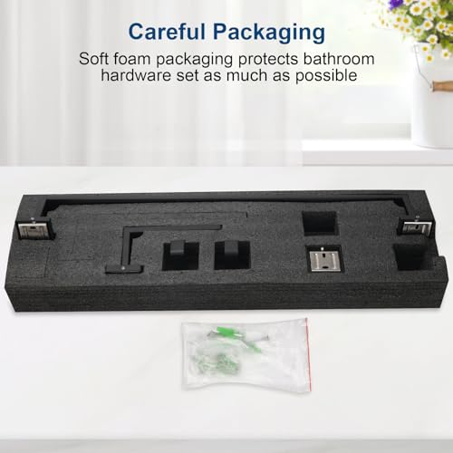 Foto de Juego de accesorios de baño de 15 piezas, juego de accesorios de baño negro mate, toalleros para baño, juego de barra de toallas de baño de 23.6 pulgadas, acero inoxidable, soporte de papel higiénico (imagen 8)