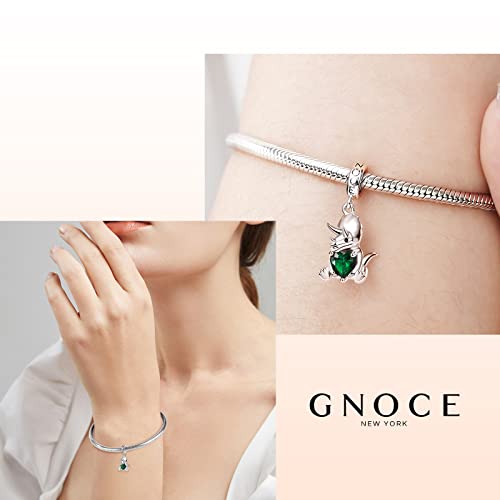 Image of GNOCE Embraces Heart Gemstone Bead Charms 925 Sterling Silver Rabbit Horse Triceratops Snake Monkey Cat Platypus Sloth Bear Pig Yak Ghost Matryoshka Doll Jewelry Gift for Women