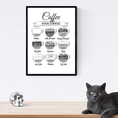 Nacnic Fogli di caffè Poster con Sfondo Bianco