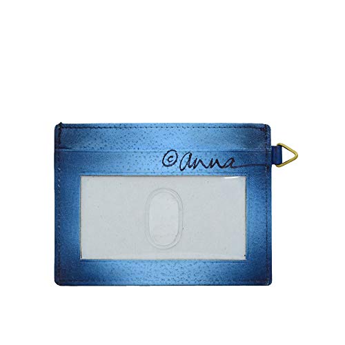 Image of Anna by Anuschka Women's Hand Painted Genuine Leather Credit Card Case - Summer Bloom Blue