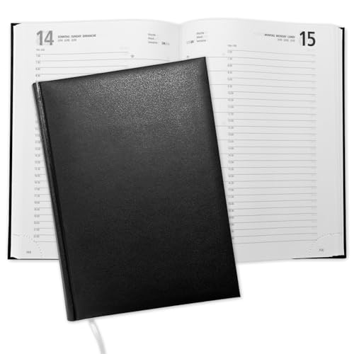 Timr Buchkalender 2026 Tages-Kalender A5-1 Tag 1 Seite Montag bis Sonntag - Terminplaner Chefplaner - Schwarz I tr415