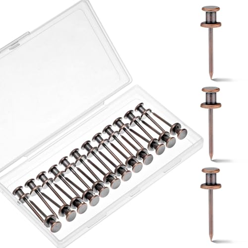 Image of Watersay 50 Pcs Double Headed Picture Hanging Nails Long Push Pins for Wall Thumb Tacks Wall Hooks Decorative Picture Hanging Nails for Home Office Photo(Red Bronze,Gongzi)