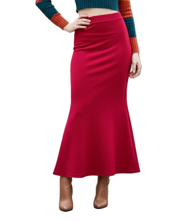 Women’s Premium Lycra Bodycon Long Skirt | High Waist Stretchable Ankle Length Pencil Skirt | Summer Casual Slim Fit Solid Maxi Skirt for Office, Party-picture-35