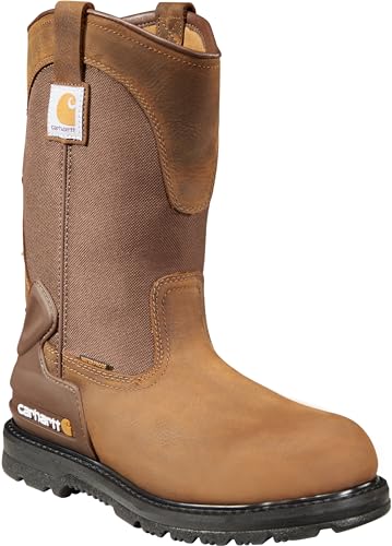 Image of Carhartt Men's Heritage WP 11 inch Steel Toe Wellington | 100% Leather, Abrasion-Resistant, Safety Toe & Cushioned PU Comfort, Waterproof, Electrical Hazard Protection