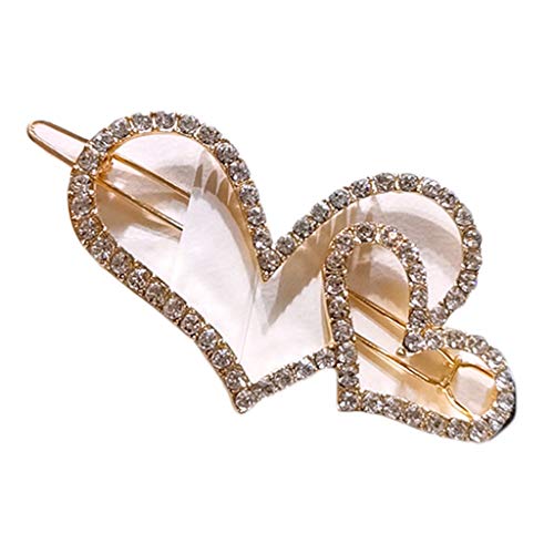 WENWING Sweet Double Heart Frog Bobby Pins Shimmer Rhinestone Imitation Pearl Jewelry Hair Clip Luxury Wedding Side Bangs Barrettes Gifts for Women Girls Headwear Styling Hair Accessories